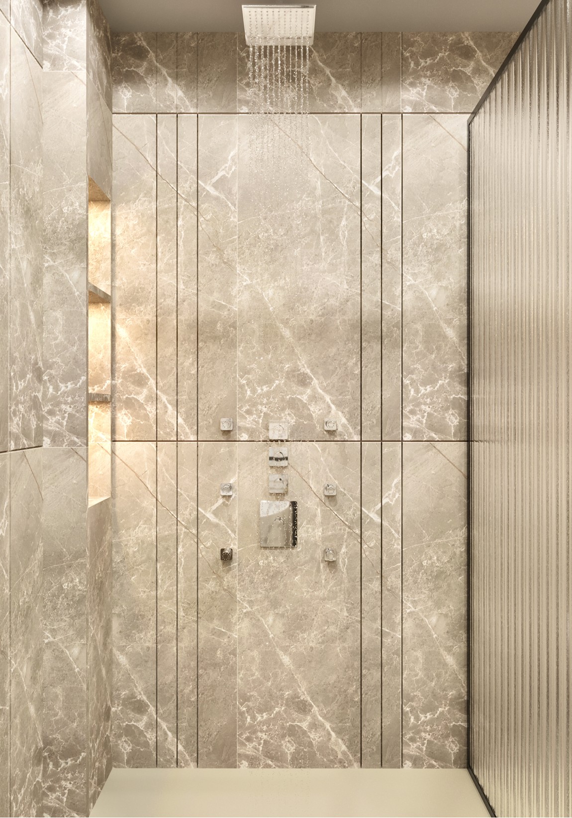 Elegance Shower Cabin Design With Wall